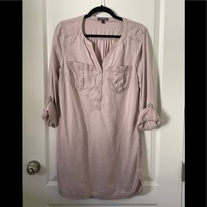 Express women’s tunic long sleeve pockets dress pale pink Small